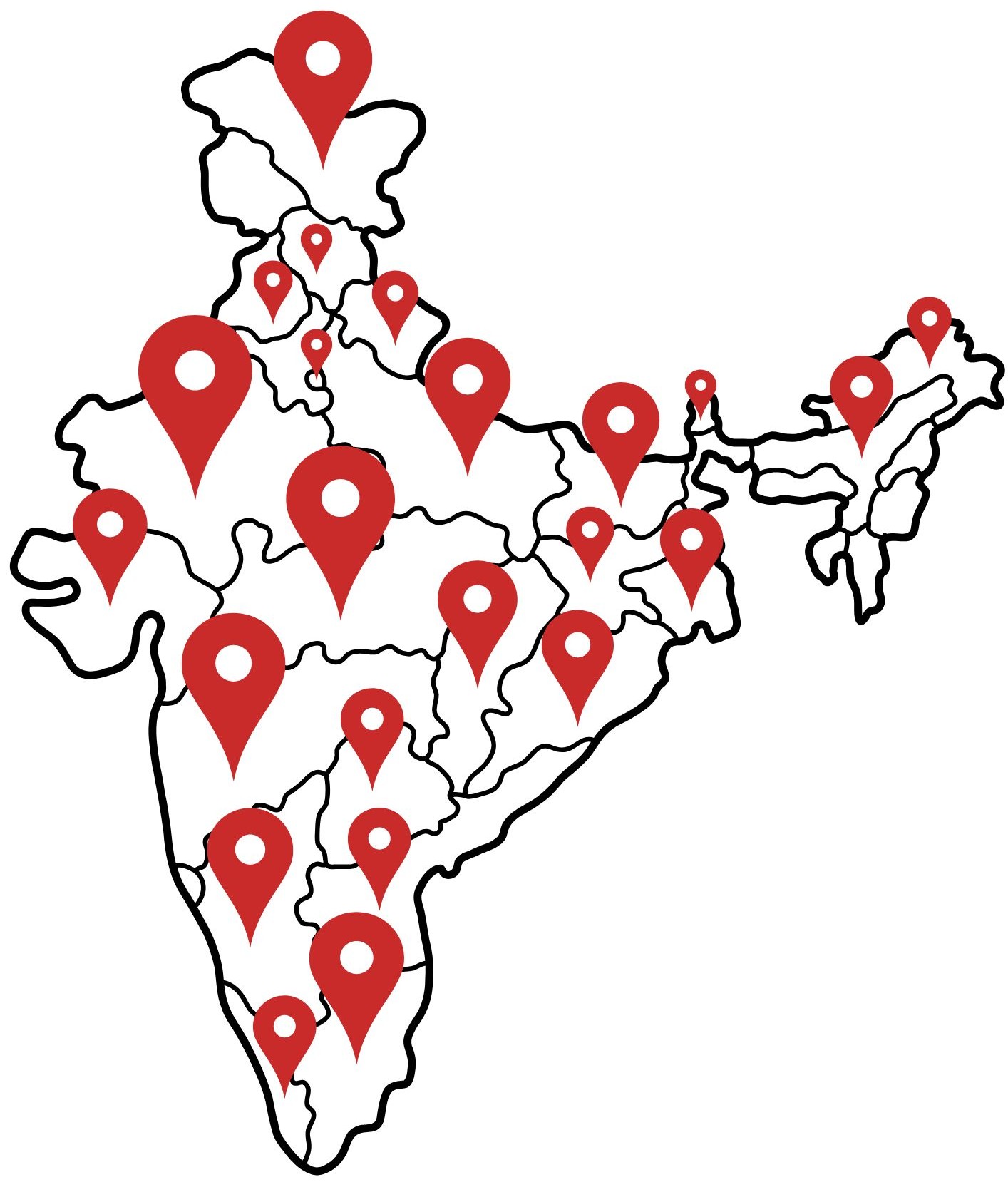 Map of India showing our nationwide reach